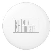 Moderne grijze Initialen en Logo Keramische Knop (Voorkant)