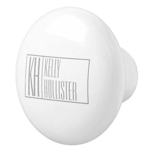 Moderne grijze Initialen en Logo Keramische Knop (Rechts)