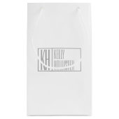 Moderne grijze Initialen en Logo Klein Cadeauzakje (Achterkant)