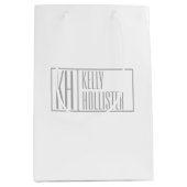 Moderne grijze Initialen en Logo Medium Cadeauzakje (Voorkant)