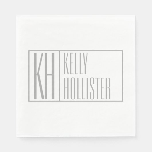 Moderne grijze Initialen en Logo Servet (Voorkant)