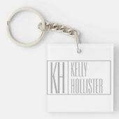 Moderne grijze Initialen en Logo Sleutelhanger (Voorkant)