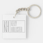 Moderne grijze Initialen en Logo Sleutelhanger (Achterkant)