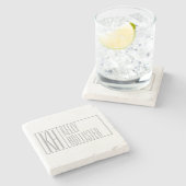 Moderne grijze Initialen en Logo Stenen Onderzetter (Zijkant)