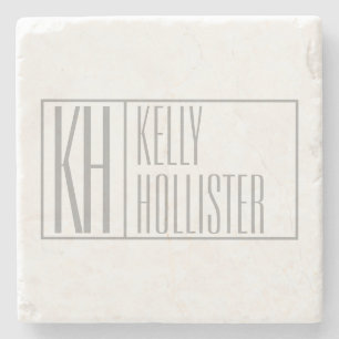 Moderne grijze Initialen en Logo Stenen Onderzetter