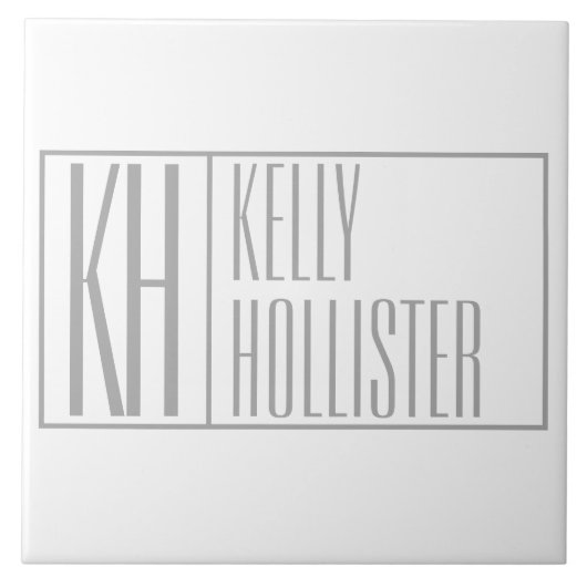 Moderne grijze Initialen en Logo Tegeltje (Voorkant)