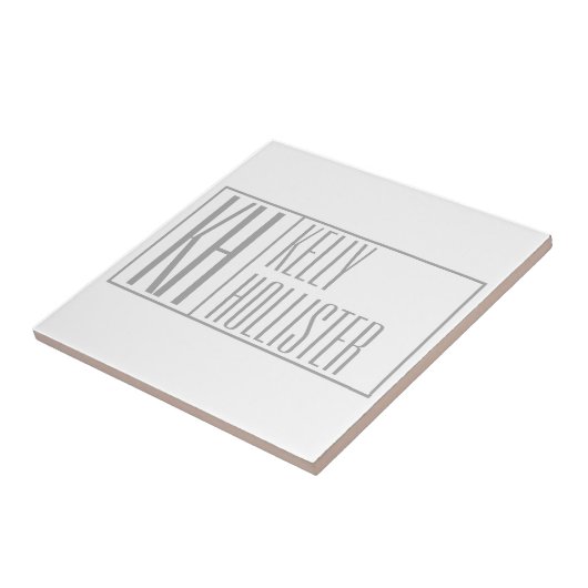 Moderne grijze Initialen en Logo Tegeltje (Zijkant)