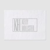 Moderne grijze Initialen en Logo Tissuepapier (Voorkant)