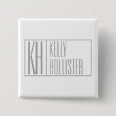 Moderne grijze Initialen en Logo Vierkante Button 5,1 Cm (Voorkant)