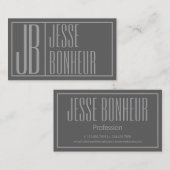 Moderne grijze Initialen en Logo Visitekaartje (Voorkant / Achterkant)