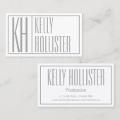 Moderne grijze Initialen en Logo Visitekaartje (Voorkant / Achterkant)