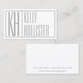 Moderne grijze Initialen en Logo Visitekaartje (Voorkant / Achterkant)