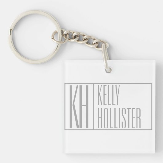 Moderne grijze initialen en naamlogo sleutelhanger (Voorkant)