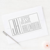 Moderne grijze Initialen & naam Logo Rechthoekige  Rechthoekige Sticker (Envelop)
