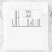 Moderne grijze Initialen & naam Logo Rechthoekige  Sticker (Tas)