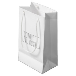Moderne grijze initialen & naamlogo klein cadeauzakje