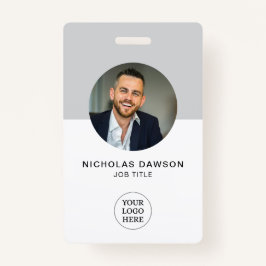 Moderne Grijze Kantoor Medewerker Foto-ID Kaart QR Badge