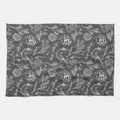 Moderne Grijze Kardinaal Vogel-, Pine- en Winterbe Theedoek (Horizontaal)