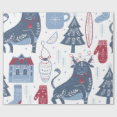 Moderne grijze kerstillustraties inpakpapier (Vlak)