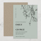 MODERNE GRIJZE LIJNTEKENING FLORALE KAART OM DE DA (Voorkant / Achterkant)