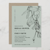 MODERNE GRIJZE LIJNTEKENING FLORALE TROUWBRUILOFTC BEDANKKAART (Voorkant / Achterkant)