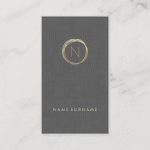 Moderne grijze linnen legant Gold monogram - verti