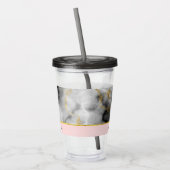 Moderne grijze marmer met gouden lint acryl drinkbeker (Links)