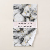 Moderne grijze marmer met gouden lint bad handdoek (Handdoek)