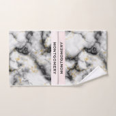 Moderne grijze marmer met gouden lint bad handdoek (Handdoek)