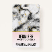 Moderne grijze marmer met gouden lint badge (Achterkant)