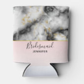 Moderne grijze marmer met gouden lint blikjeskoeler (Voorkant)