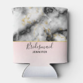 Moderne grijze marmer met gouden lint blikjeskoeler (Achterkant)