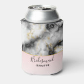 Moderne grijze marmer met gouden lint blikjeskoeler (Blikje Achterkant)