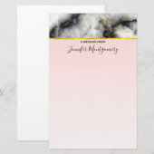 Moderne grijze marmer met gouden lint briefpapier (Voorkant / Achterkant)