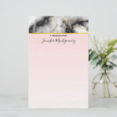 Moderne grijze marmer met gouden lint briefpapier (Staand voorkant)