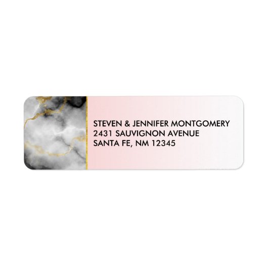 Moderne grijze marmer met gouden lint etiket (Voorkant)