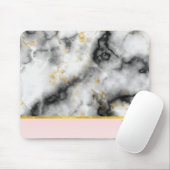 Moderne grijze marmer met gouden lint muismat (Met muis)