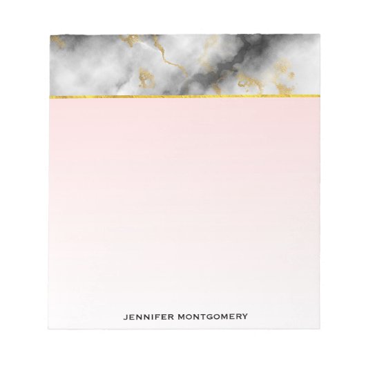 Moderne grijze marmer met gouden lint notitieblok (Voorkant)