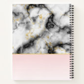 Moderne grijze marmer met gouden lint notitieboek (Achterkant)