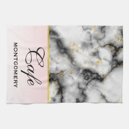 Moderne grijze marmer met gouden lint theedoek