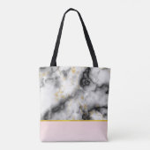 Moderne grijze marmer met gouden lint tote bag (Achterkant)