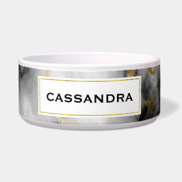 Moderne grijze marmer met gouden lint voerbakje