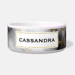 Moderne grijze marmer met gouden lint voerbakje