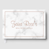 Moderne grijze marmer met roze gouden bruidsdouche gastenboek (Voorkant)