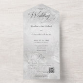 Moderne grijze marmer Minimale QR-code All In One Uitnodiging (Binnen)