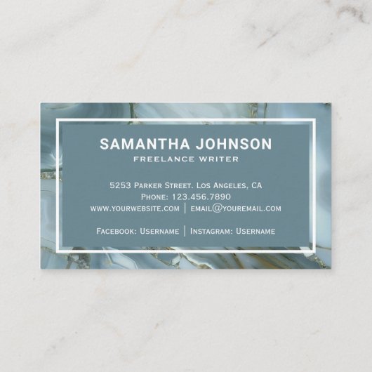 Moderne grijze marmer Nib Professional Visitekaartje (Achterkant)