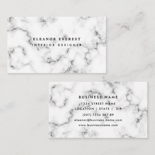 Moderne, grijze marmer professionele visitekaartje (Voorkant / Achterkant)