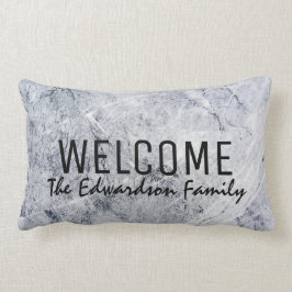 Moderne grijze marmer Welkomstmonogram Kussen