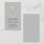 Moderne grijze Martini Bartender visitekaartje (Voorkant / Achterkant)