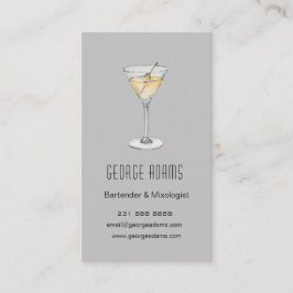 Moderne grijze Martini Bartender visitekaartje